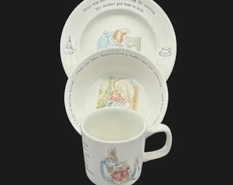 Wedgewood Peter Rabbit Beatrix Potter Children's 3pc Dish Set NWOB