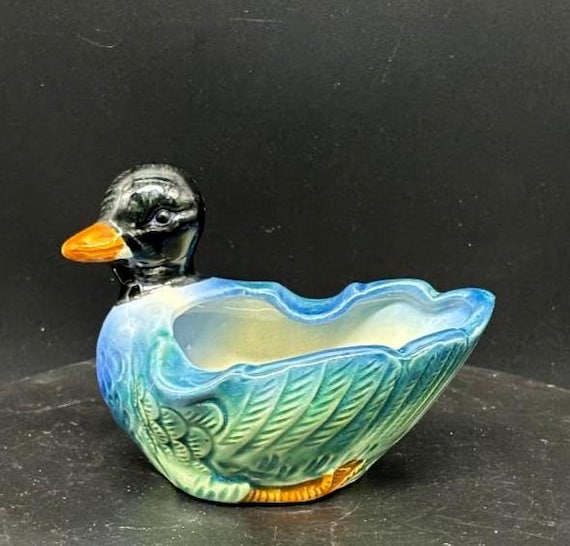 Vintage 1940's Occupied Japan Ceramic Duck Figurine Ashtray
