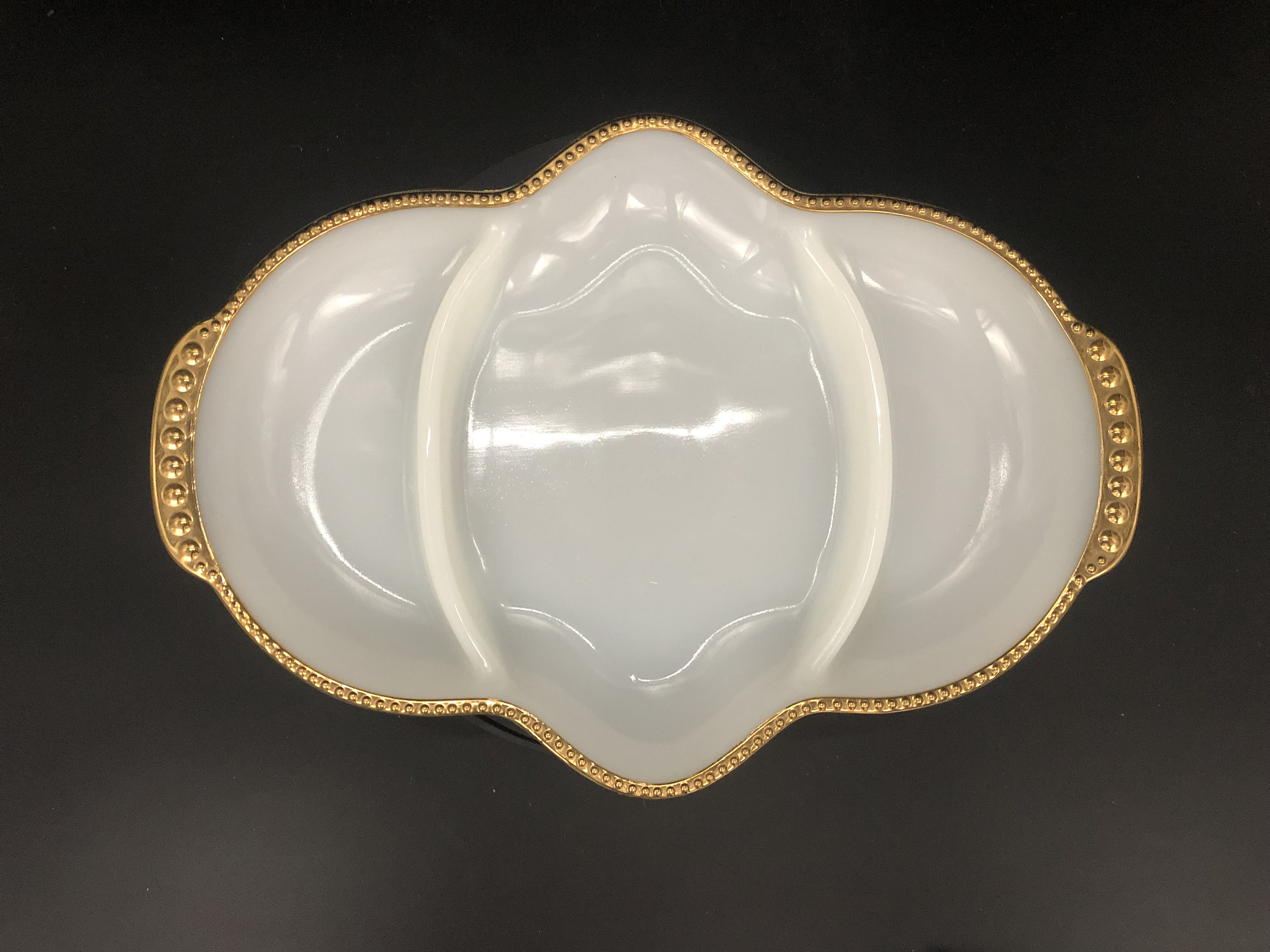 Vintage 1960's Fire King Milk Glass Divided Serving Dish Etsy