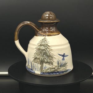 DEKRECH ORIGINALS David E Krech Keramik Öllampe Baum mit Vogel Minnesota