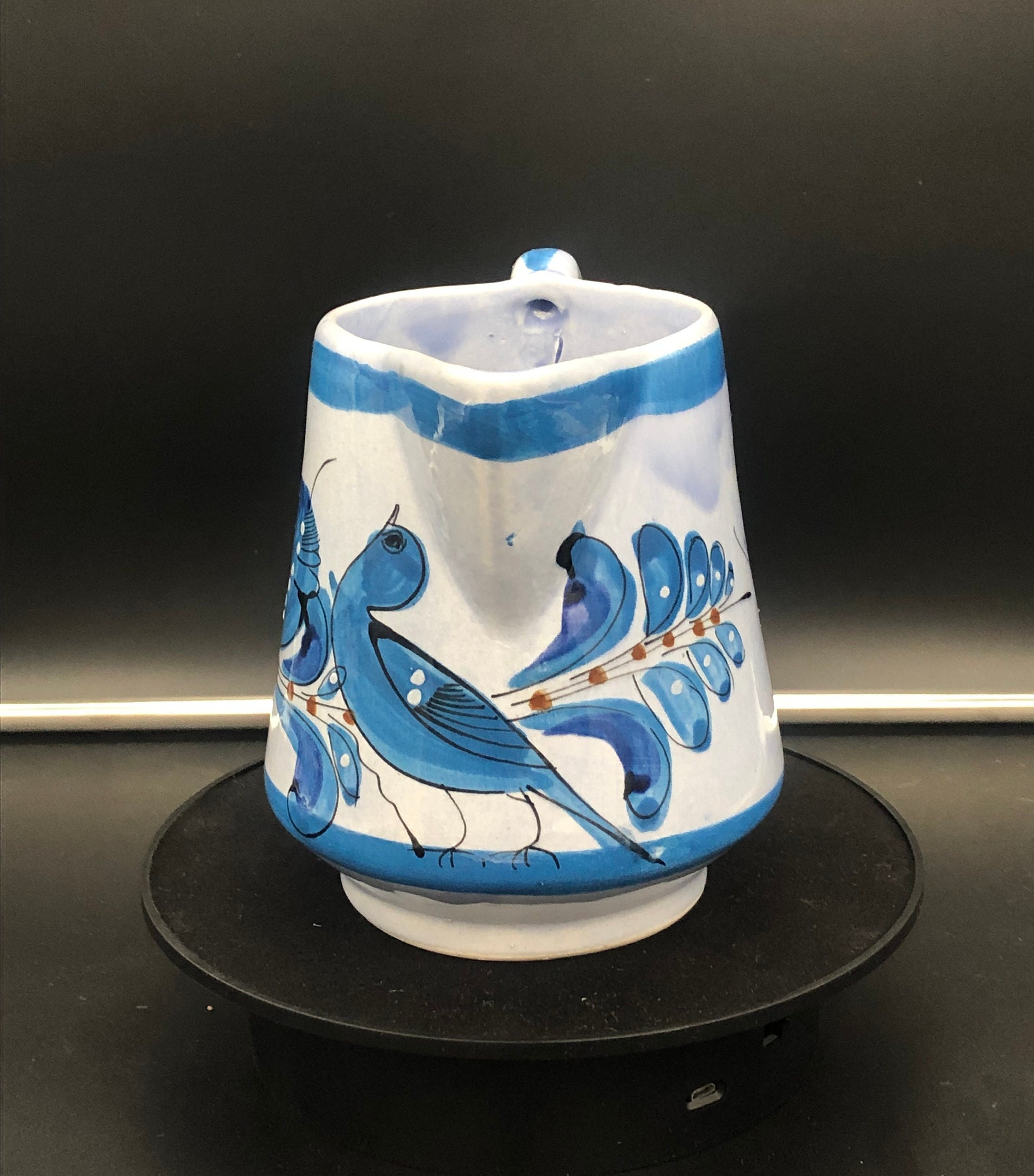 手描きメキシコトナラ釉鳥蝶ピッチャー/花瓶 5 1/2インチ - Etsy 日本