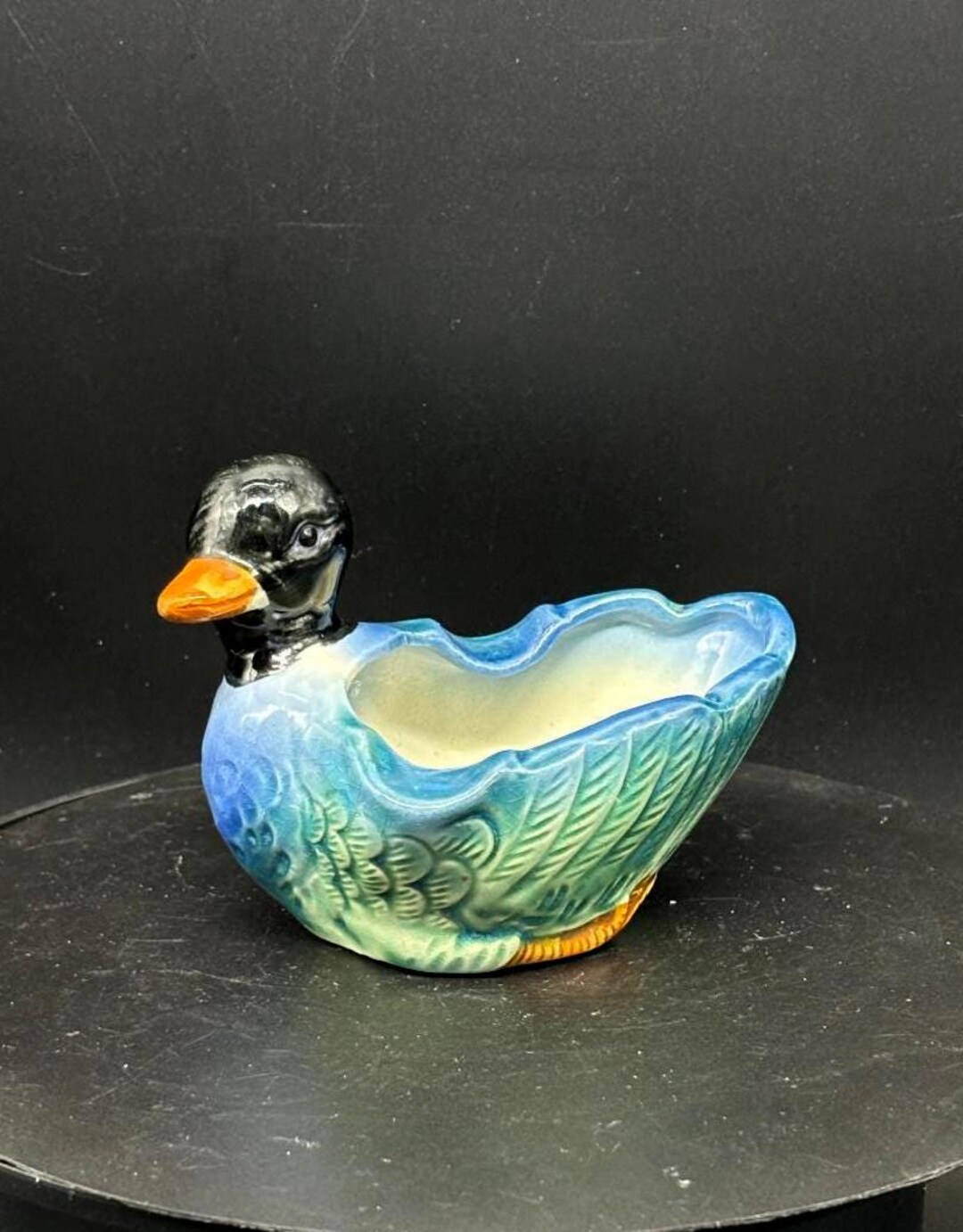 Vintage 1940's Occupied Japan Ceramic Duck Figurine Ashtray