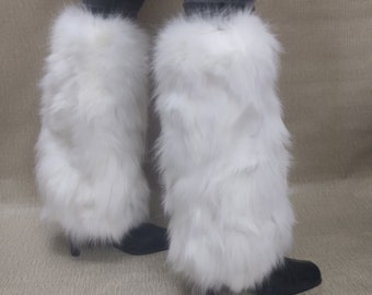 Real Fox Fur Leg Warmer / Fur leg cuffs / Fur boot covers / Winter Furry Long Boot Cuffs