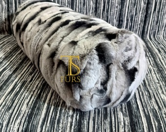 Fur cylinder pillows,Original Rex rabbit Chinchilla color pillowcase, luxury fur pillowcases,Pillow Cover. bolster fur.