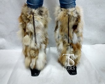 fluffy Leg Warmer.Fur boot covers.Real Fox Fur Leg Warmer. Handmade. Fur leg cuffs. Luxury gift