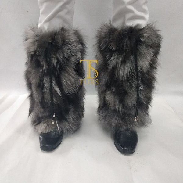 Real Fox Fur Leg Warmer / Fur leg cuffs / Fur boot covers / Winter Furry Long Boot Cuffs,gaiters furs.