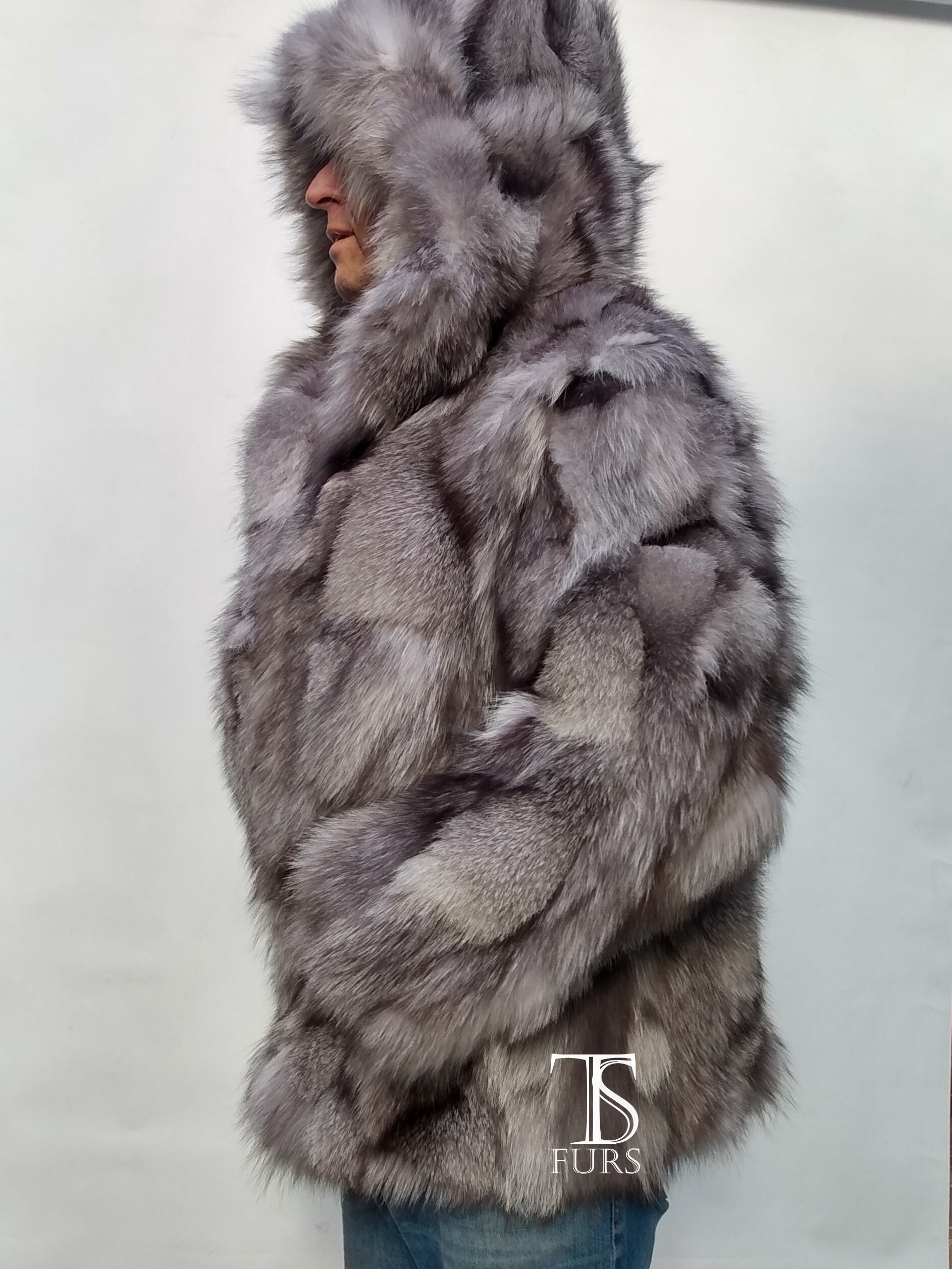 Western Windbreaker Raccoon Fur Jacket Double Breasted Regular