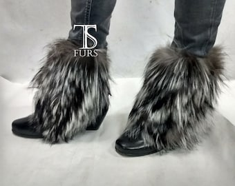 Real Fox Fur Leg Warmers / Fur Cuffs / Fur Boot Covers / Winter Fur Boot Cuffs, Shoes Cover Fur,spats shoes fur.