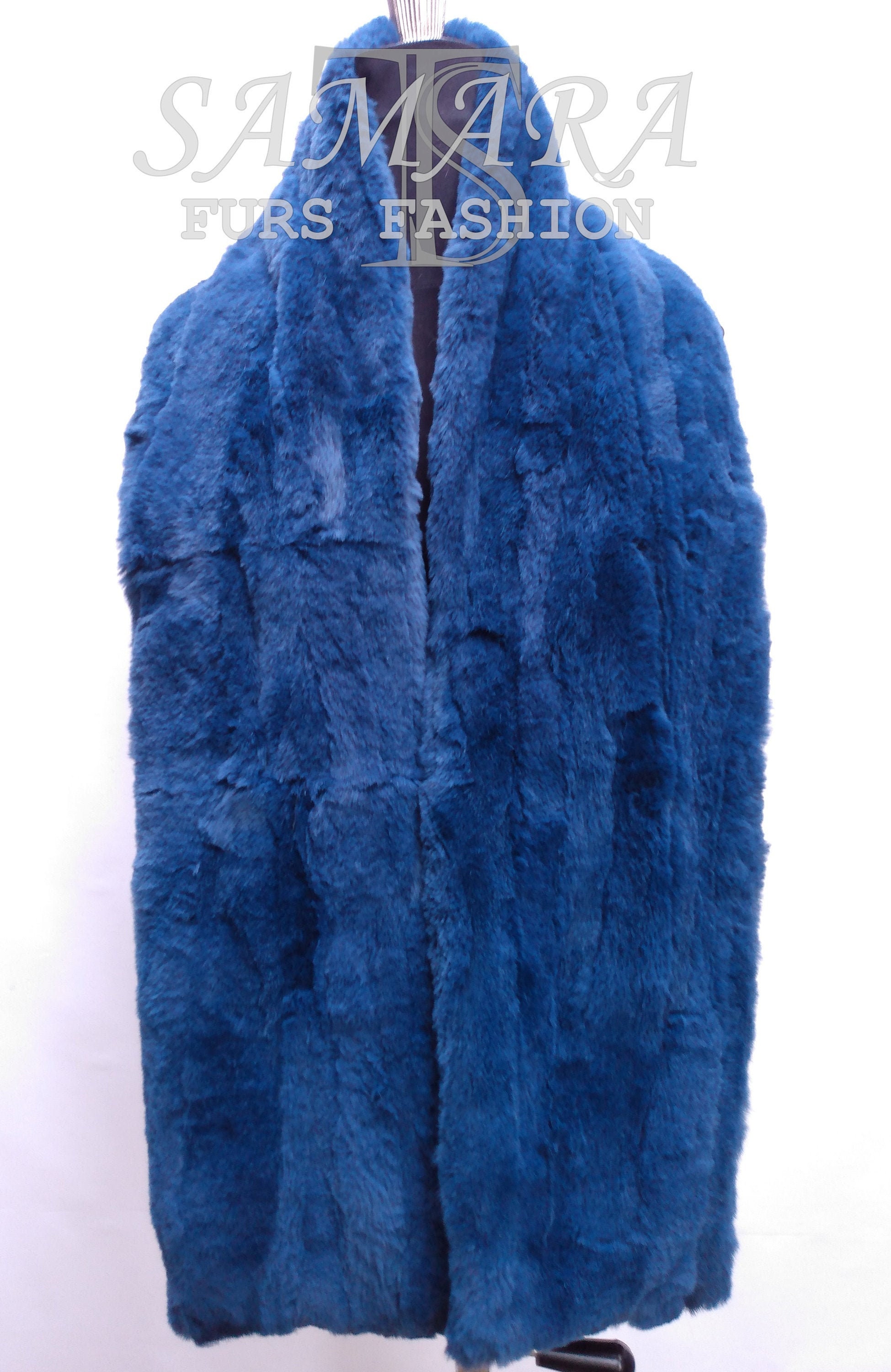 Real Rabbit Fur Long Scarf . Handmade. Women's Brand New