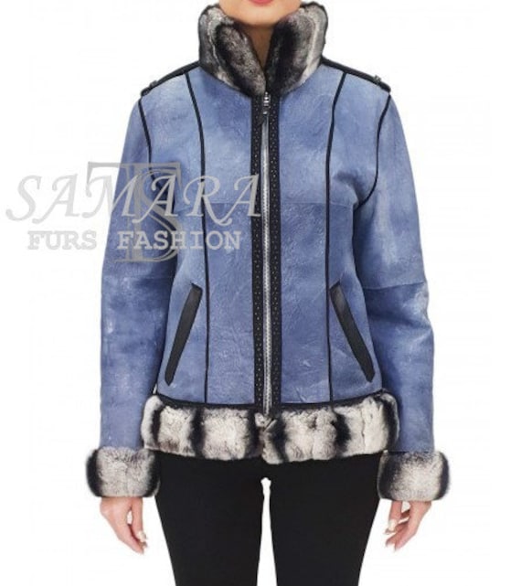 Real Rabbit Fur Jacket.outside Nappa Leather With Fur Inside. in