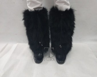 Real Fox Fur Leg Warmer.fluffy Leg Warmer.Fur leg cuffs.Fur boot covers.Luxury gift,Winter Furry Long  Leg Warmer