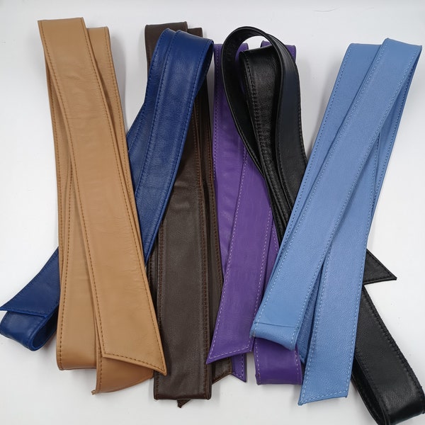 New Real Natural soft LEATHER BELTS,from lamb skin.Wrap Sash Belt.Custom Belt Option for your Coat.
