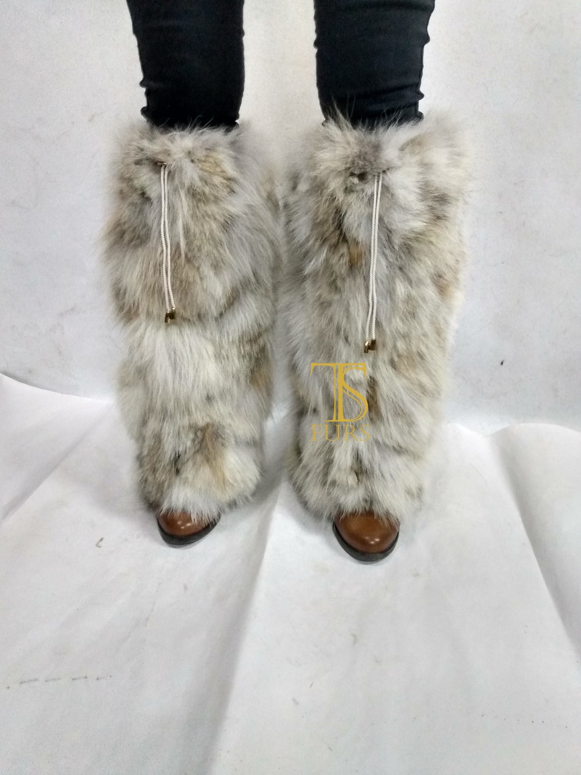 Naisicore Leg Warmers, 1 Pair 15.8inch White Furry Leg Warmers, Winter Warm Boots Covers, Fuzzy Leg Warmers For Women
