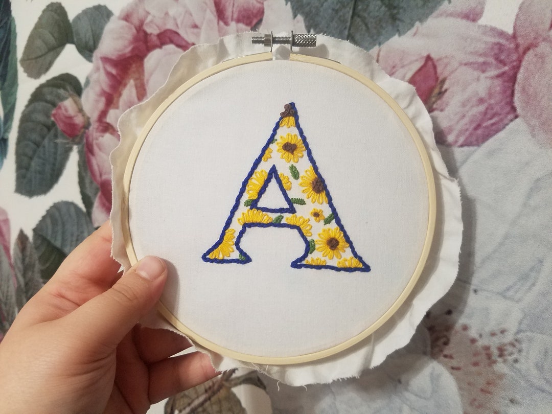 Hoop Lettering Custom Letter Embroidered Hoop - Etsy