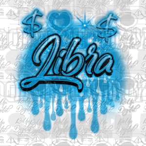 Airbrush Libra  png ,Birthday sublimation /dtf design