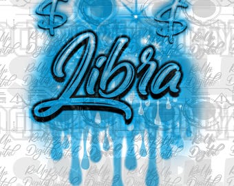 Airbrush Libra png, Geburtstagssublimation / dtf Design