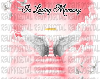 In Loving Memory Airbrush Design: Pink Angel Wings (PNG Digital Download)