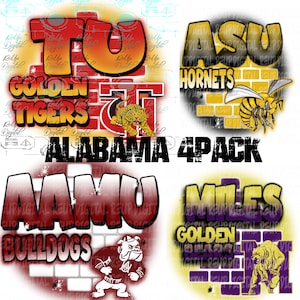 Alabama  Bundle / 4 Pack PNG / Mystery bundle/ Any Team / Sublimation / Airbrush / Not SVG&quot;