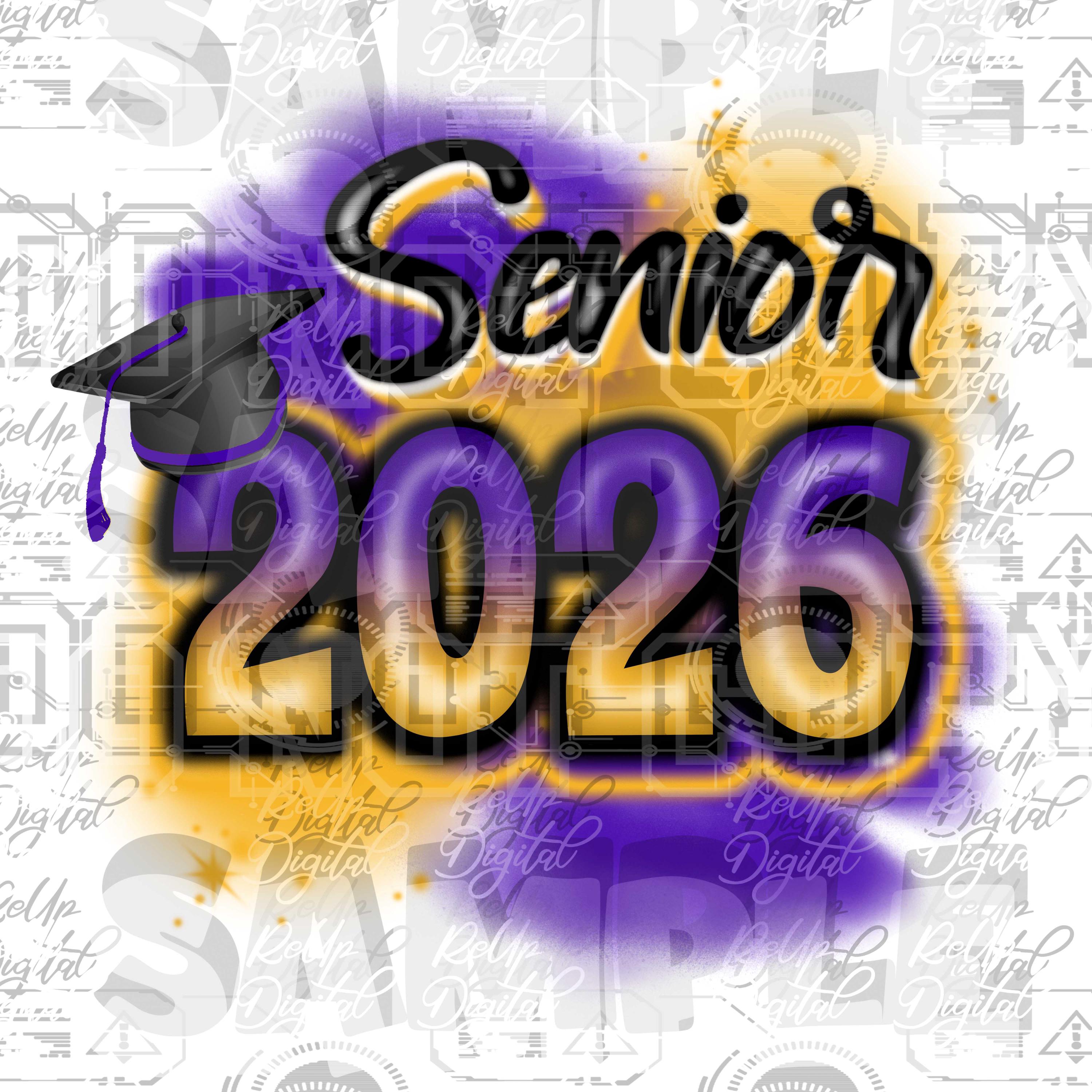 Senior 2026 Airbrush Design - Graffiti Art PNG for High School & College Seniors