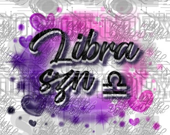 Airbrush png retro libra,Zodiac Birthday Girl PNG