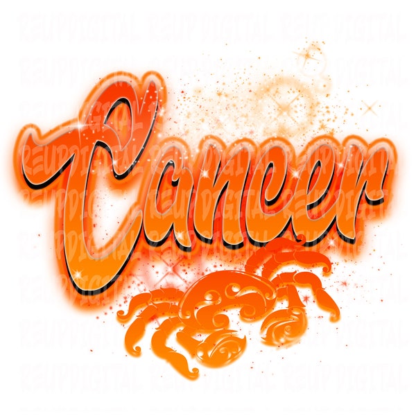 Cancer-Season/airbrush style png /Birthday/June Orange-Airbrush/PNG for emotional Cancerians, perfect for sublimation