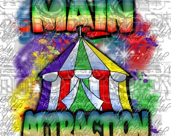 Conception d'aérographe de cirque : sublimation de dessin animé PNG (numérique)