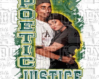 Movie Bootleg Style PNG: Justice Design, DTF Sublimation