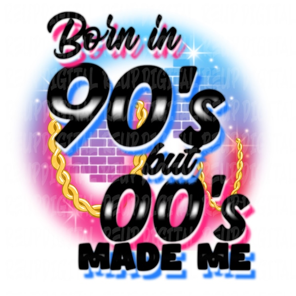 90s Retro Airbrush PNG / Sublimation / T-Shirts / Mugs / Instant Download