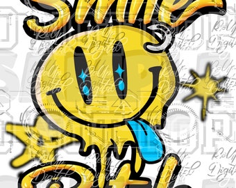 smiley face png  retro airbrush sublimation