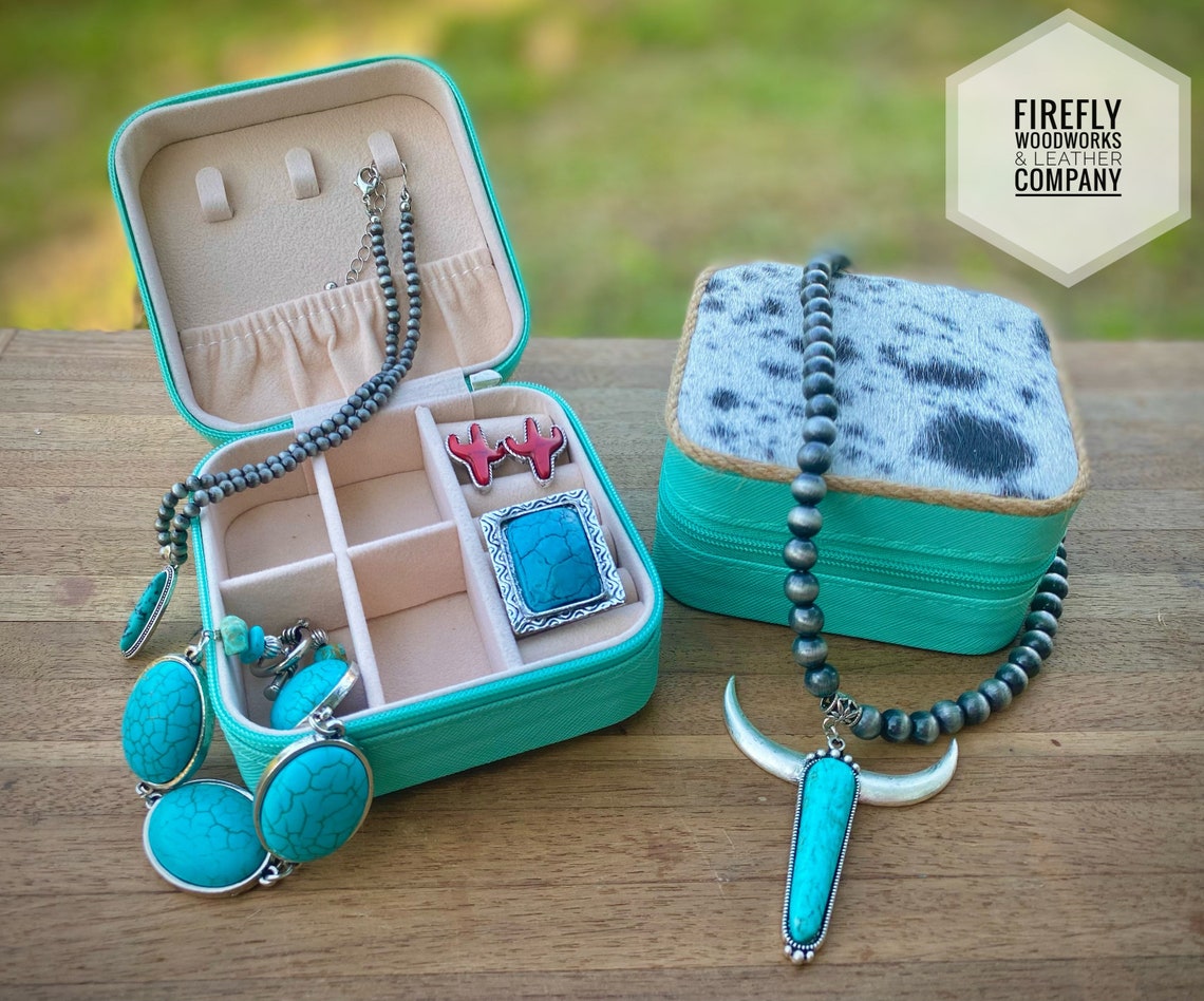 Travel Size Cowhide Jewelry Box Small Etsy
