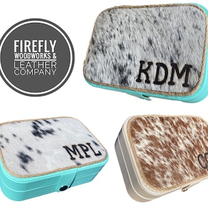 Custom Branded Travel Size Cowhide Jewelry Box Medium