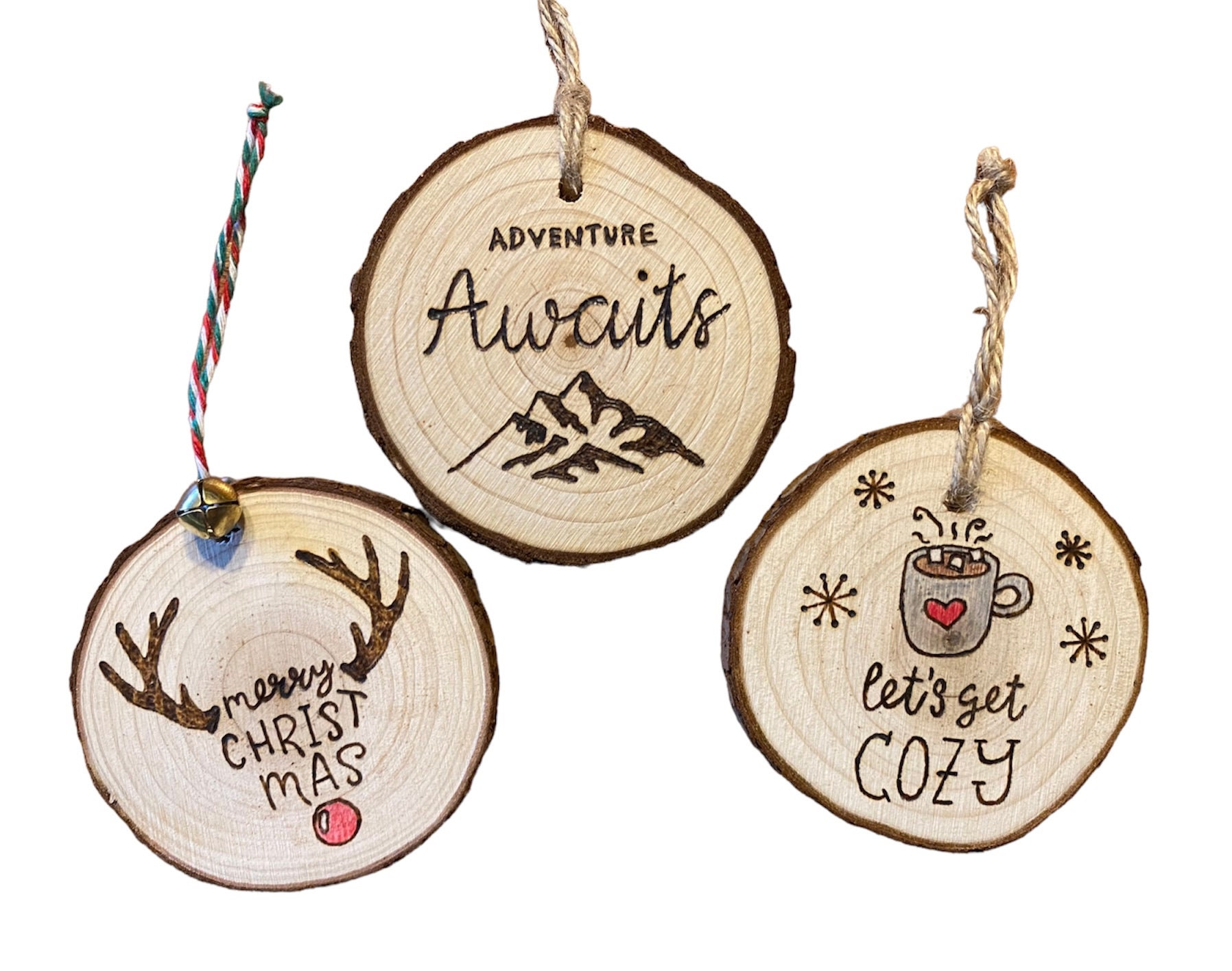 Rustic Woodburned Ornaments Etsy