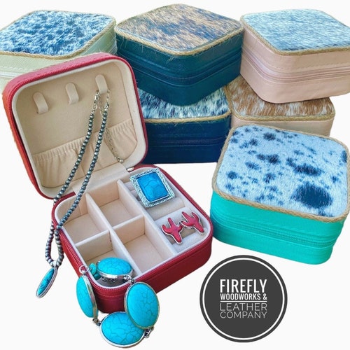 COWHIDE JEWELRY BOX Jewelry Storage Box Travel Case Gift Etsy