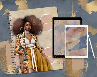 African American Fashion Clipart Doll & Digital Paper Pack Bundle | Small Business Commercial License| Digital Download| Printables