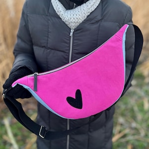Moon Bag Luna / Moon Bag / Crossbodytasche /Umhängetasche pink-jeansblau-schwarz