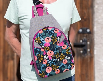 SlingBag MEL / Crossbody bag / Backpack in black-cream-pink