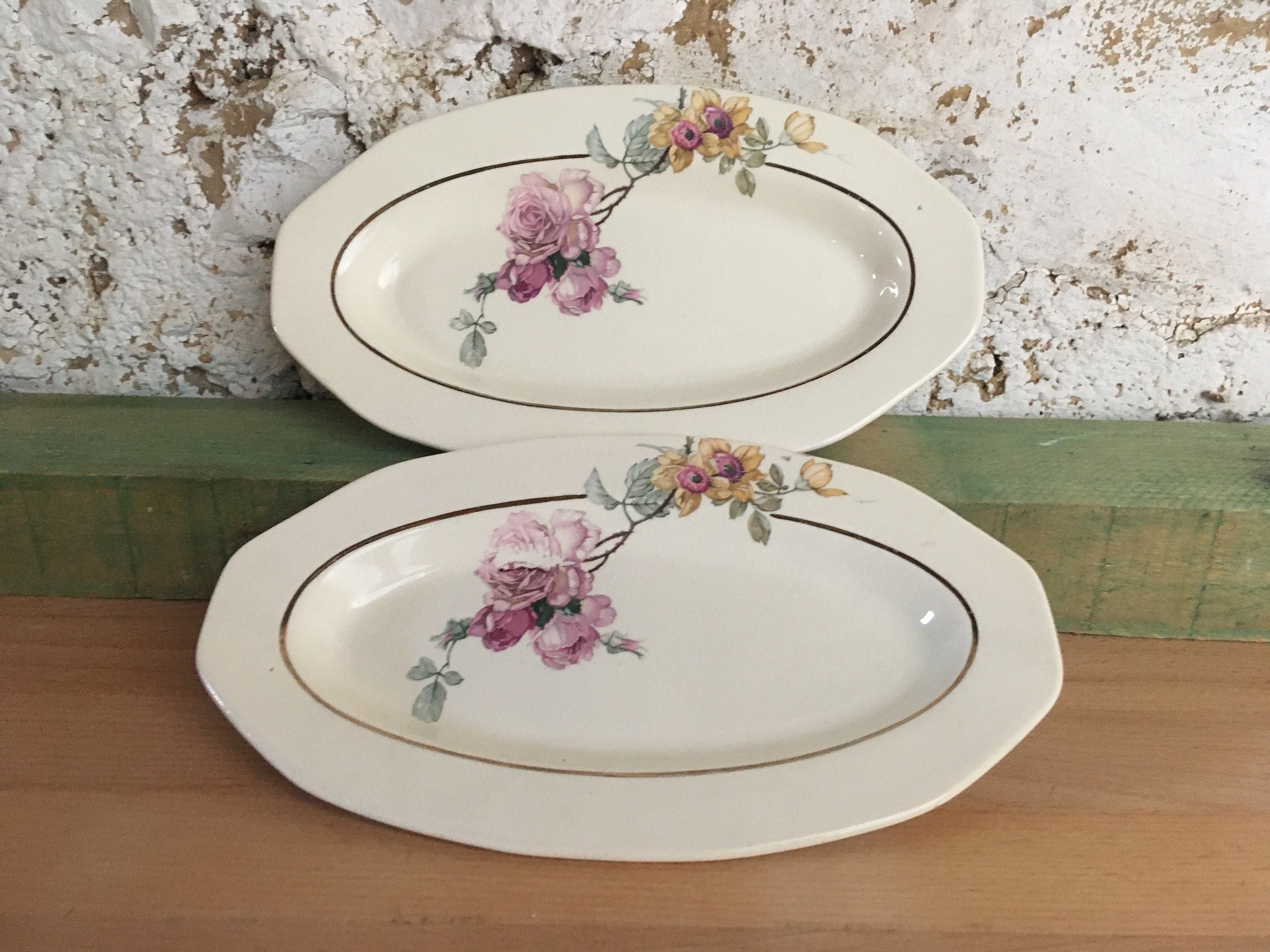 2 Plats de Service Ovale Vintage st-Amant-sté Des Grands Établissements Céramique