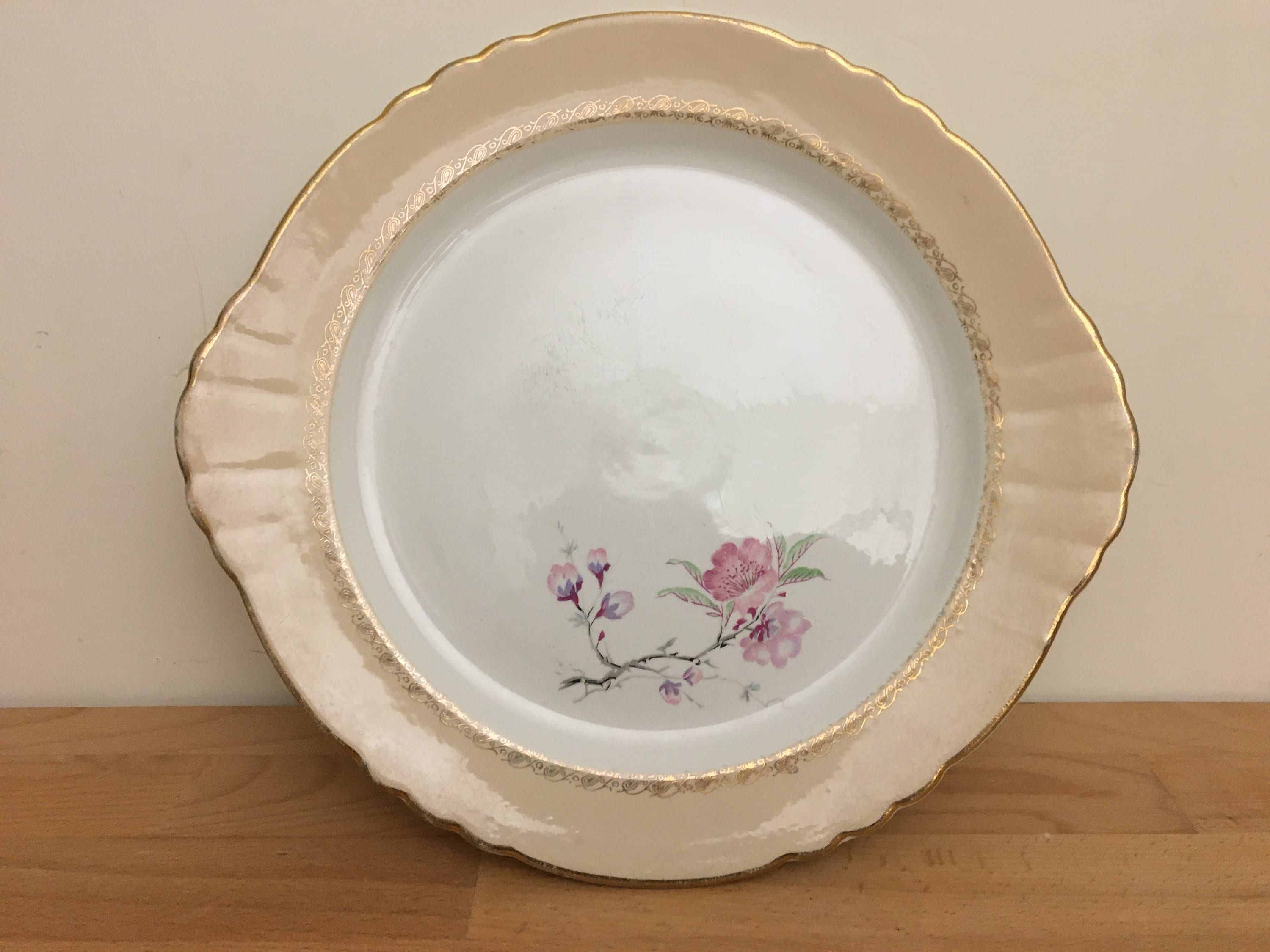 Plat de Service à Gâteau Vintage Orchies Moulin Des Loups