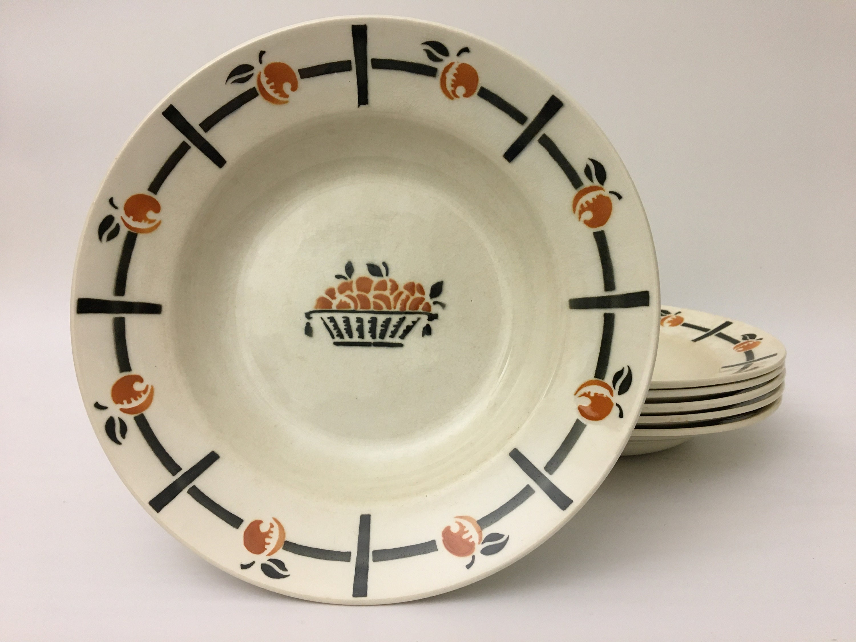 6 Assiettes Creuses Vintage Badonviller