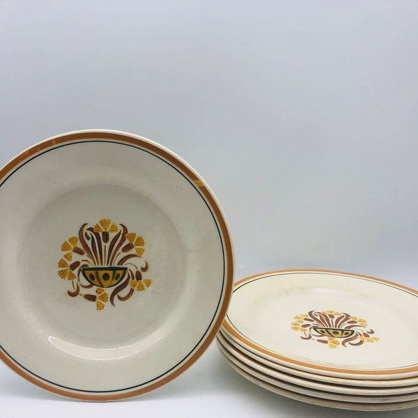 6 Assiettes Plates, Creil et Montereau – Modèle œillet.