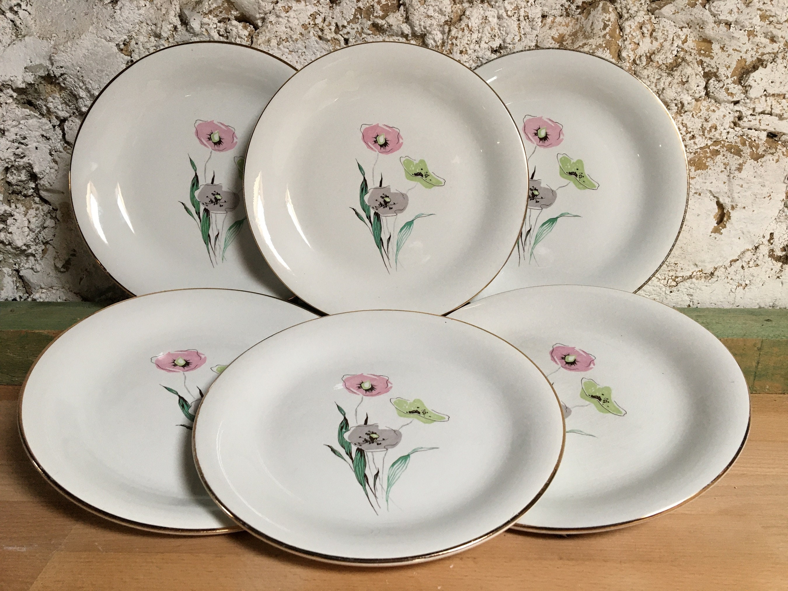 6 Assiettes Plates Estampillée L'amandinoise