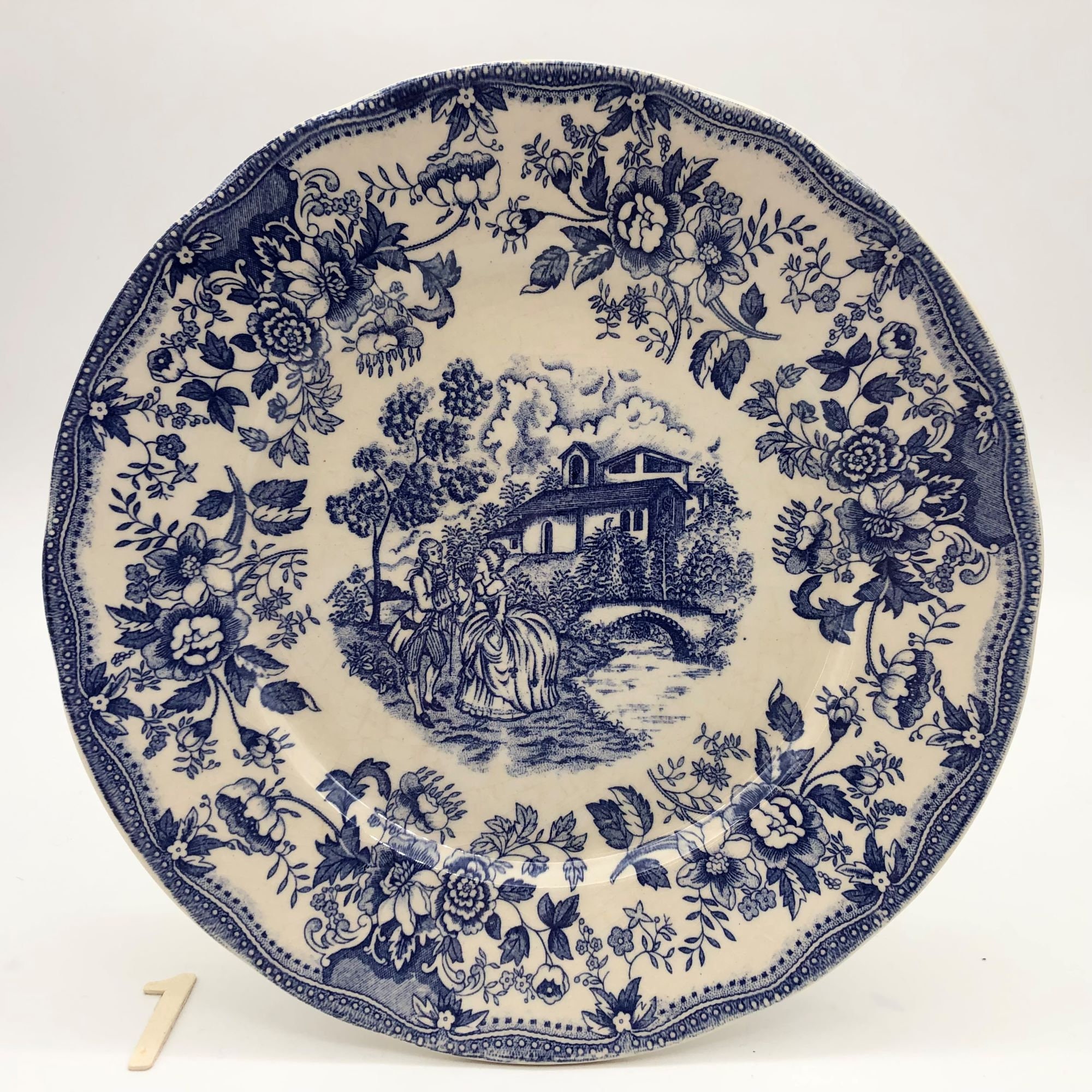 6 Assiettes Plates Vintages Bleues Flowers Etsy