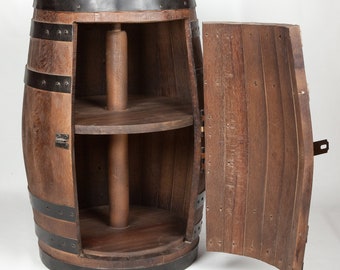 30 gallon Double shelf Rotating Bar either stain (28" tall) double lazy Susan bourbon whisky whiskey barrel