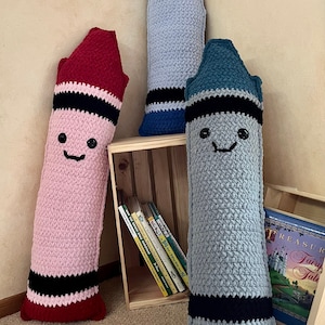 Crochet Crayon Pillow, Amigurumi, Back to School, Teacher Appreciation Gift, Gift for Teacher, Back to School, Body Pillow, Book Nook pillow