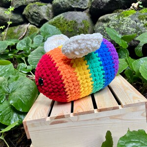 Large Rainbow crochet bee plush