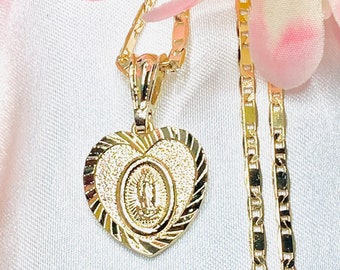 Heart Necklace, 14k Gold Plated Heart Pendant With Chain 20in Gold Color