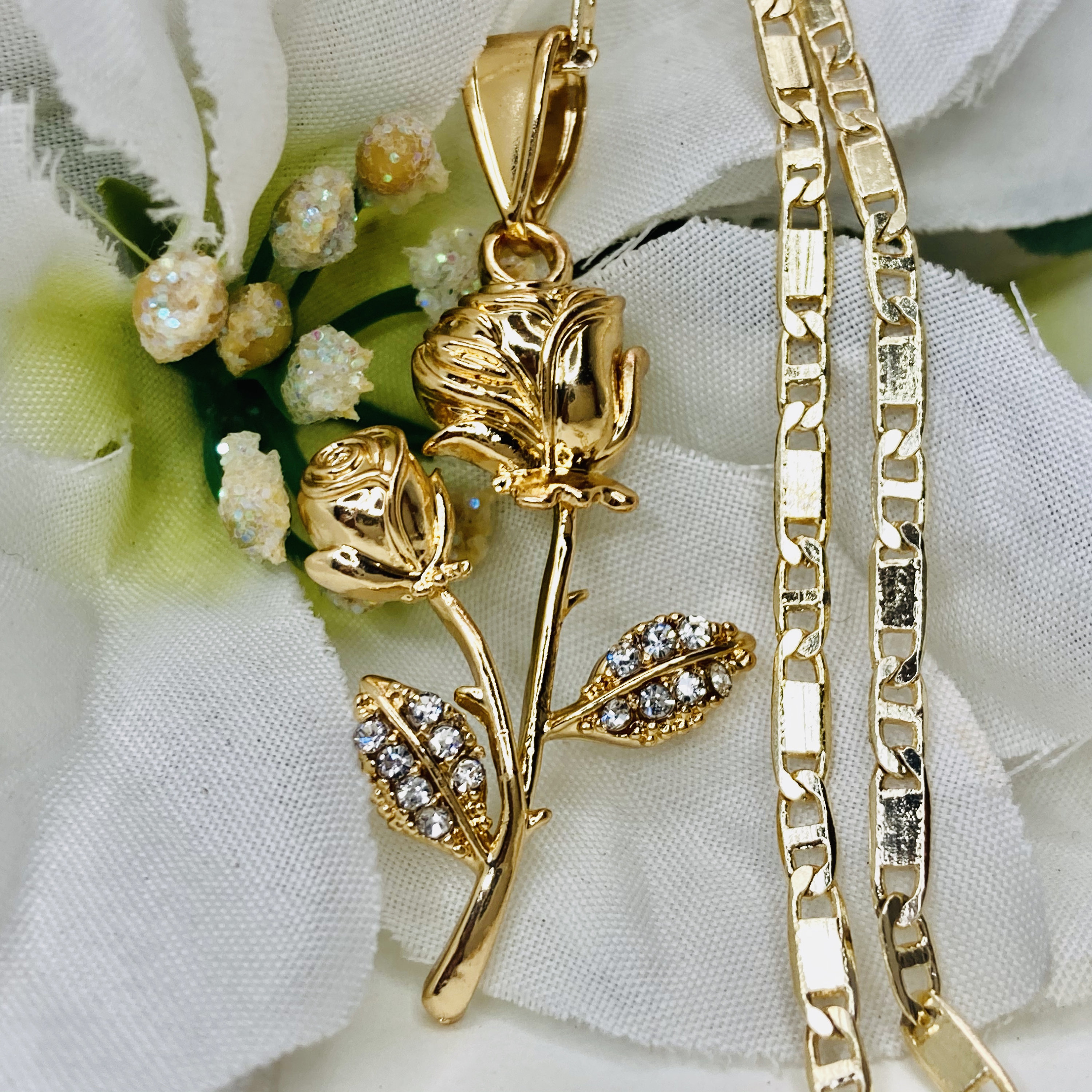 5644円 14K gold Rose バラ charm ペンダントトップ チャーム
