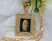 Gold Plated Virgin Mary-guadalupe Square Shape Pendant