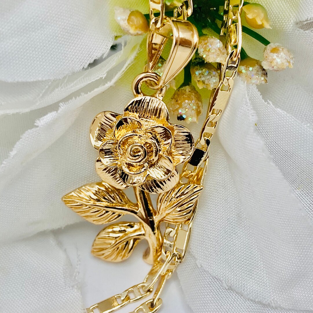 Collana Donna Oro Fiore Magnolia 24K Placcato Oro