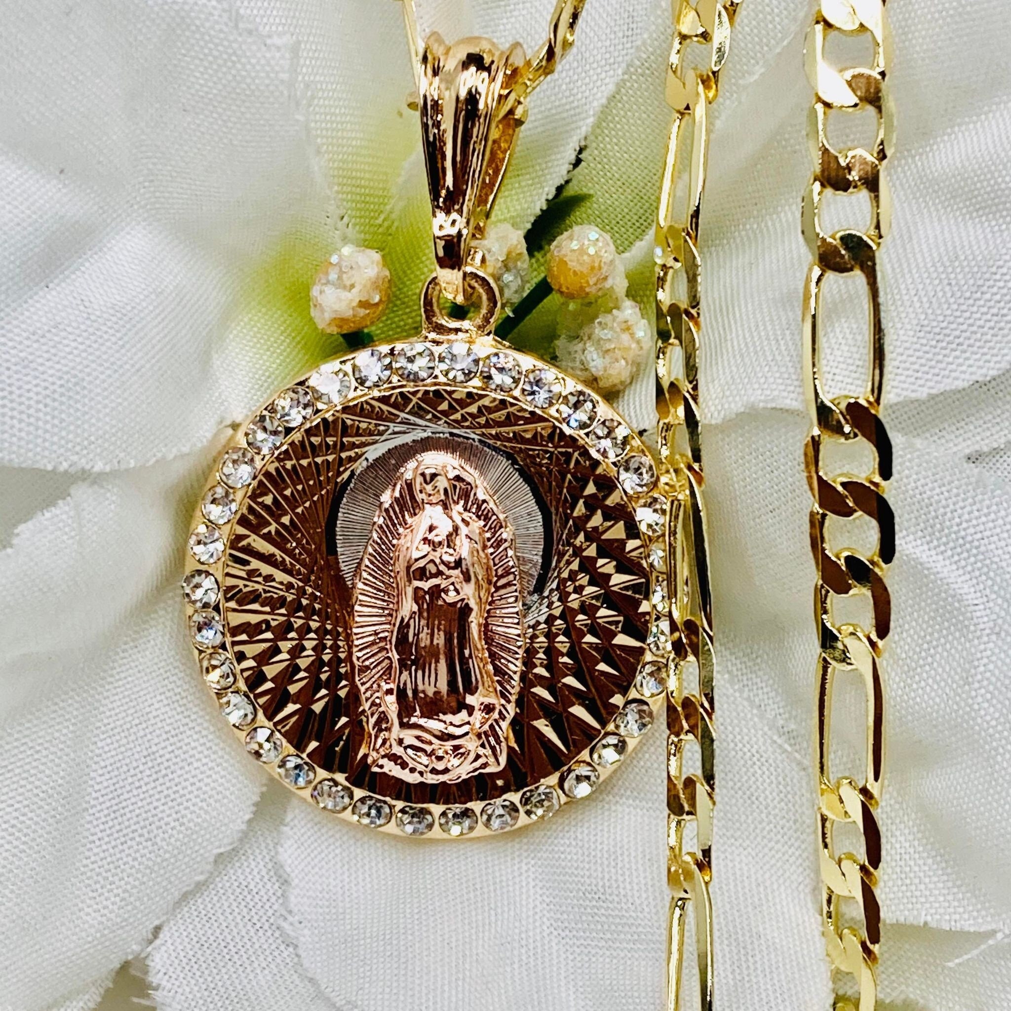 14k Gold Plated Mary-guadalupe Round Shape Pendant Necklace, 14k Gold Plated Virgin Mary Medal Necklace Cadena Virgen Maria Redondo Oro Lam - Etsy 14k Gold Plated Mary-guadalupe Round Shape Pendant Necklace, 14k Gold Plated Virgin Mary Medal Necklace Cadena Virgen Maria Redondo Oro Lam - Etsy